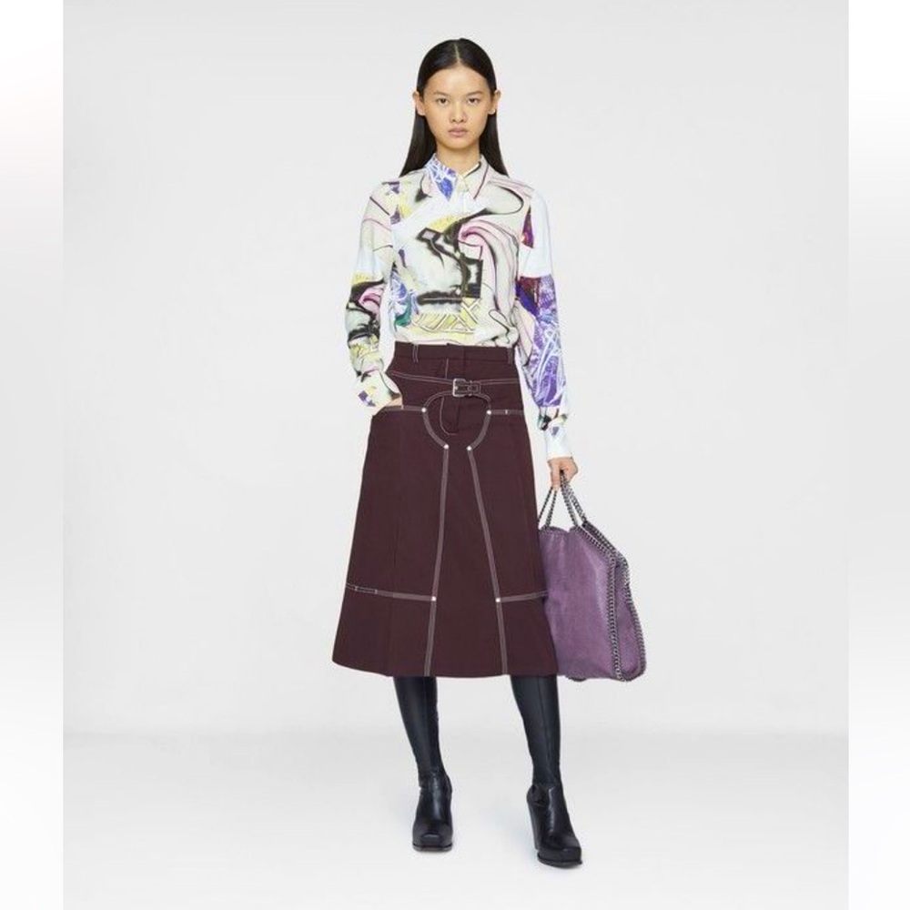 Stella McCartney Multicolor ‘Ahab Abstract Long Sleeve Button Up Blouse’ Size 42